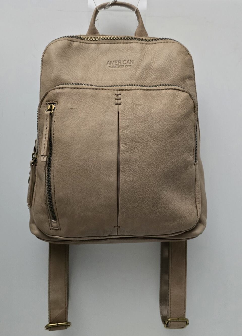American Leather Co Cleveland Smooth Soft Leather Backpack Tan Cashew 12x10x4"